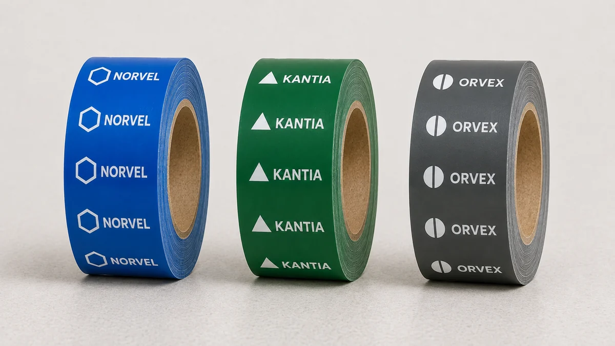 Rolos de fita técnica personalizada com logotipos de clientes impressos